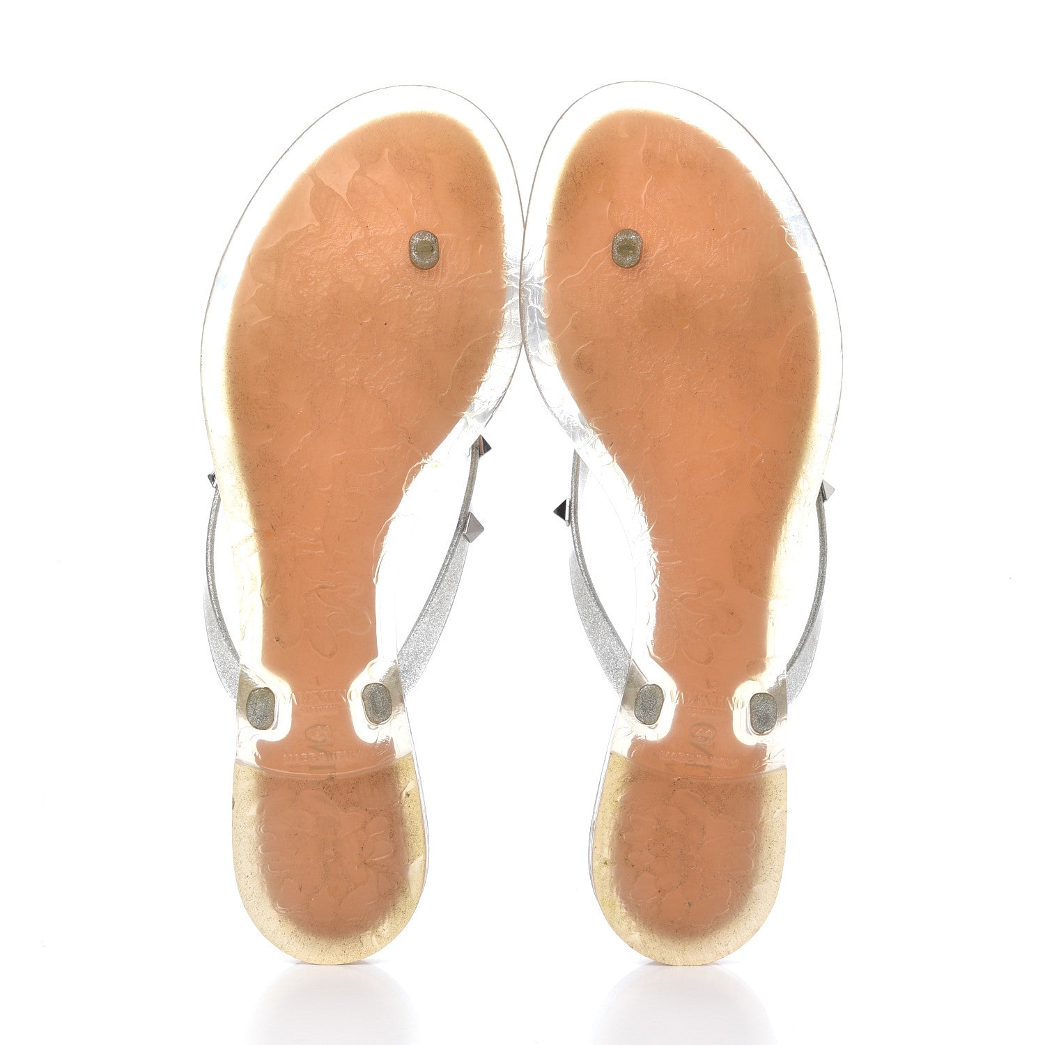 Valentino Garavani PVC Jelly Rockstud Bow Thong Sandals 41 Silver 5 of 8