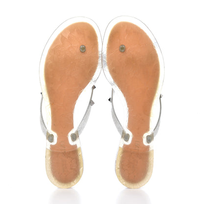 Valentino Garavani PVC Jelly Rockstud Bow Thong Sandals 41 Silver 5 of 8