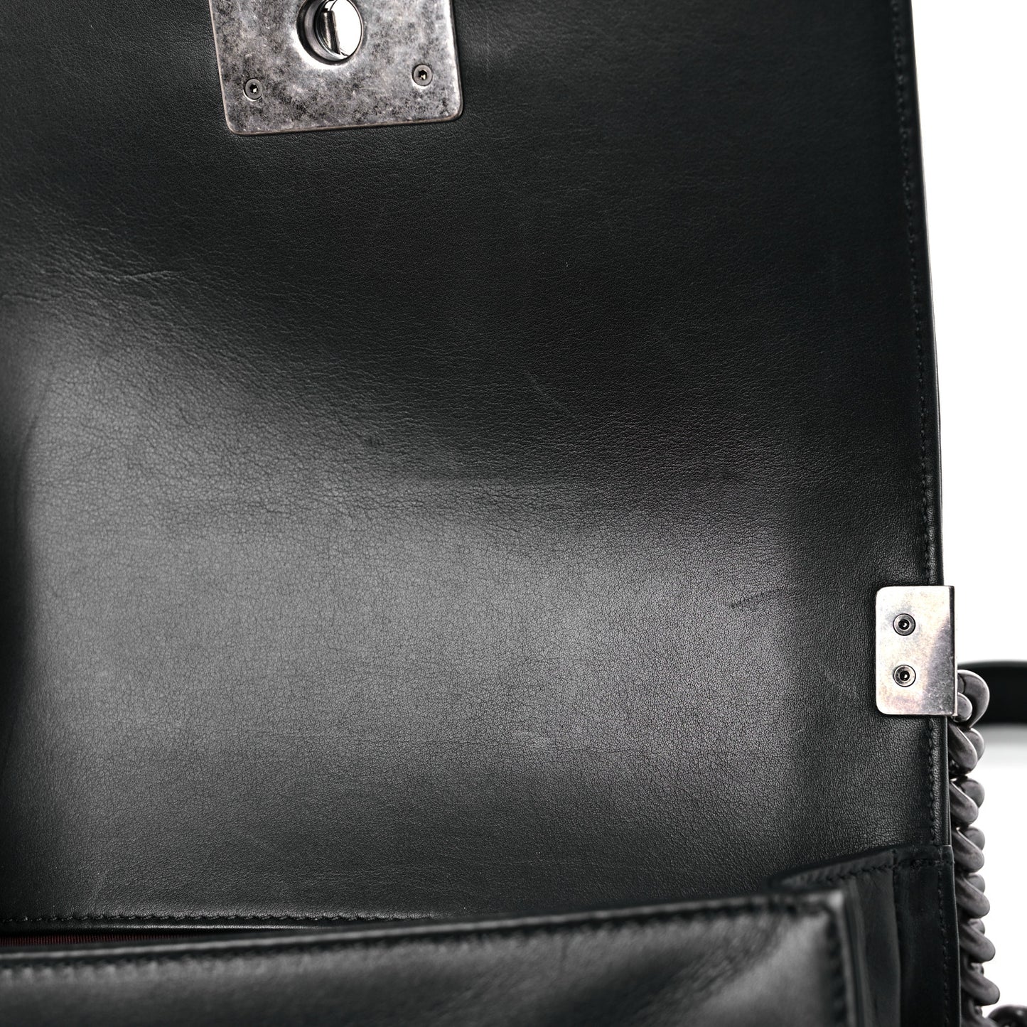 Calfskin Chevron Quilted Small Boy Flap Black
