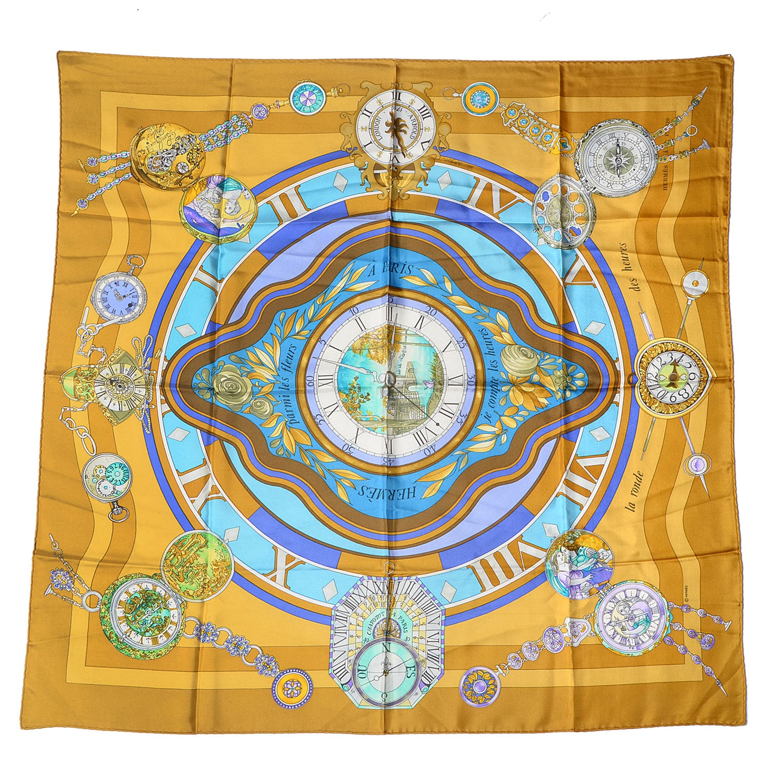 Hermes Silk La Ronde des Heures Scarf 90 2 of 5