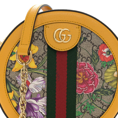 Gucci GG Supreme Monogram Flora Web Mini Ophidia Round Shoulder Bag Beige Multicolor Crop 8 of 11