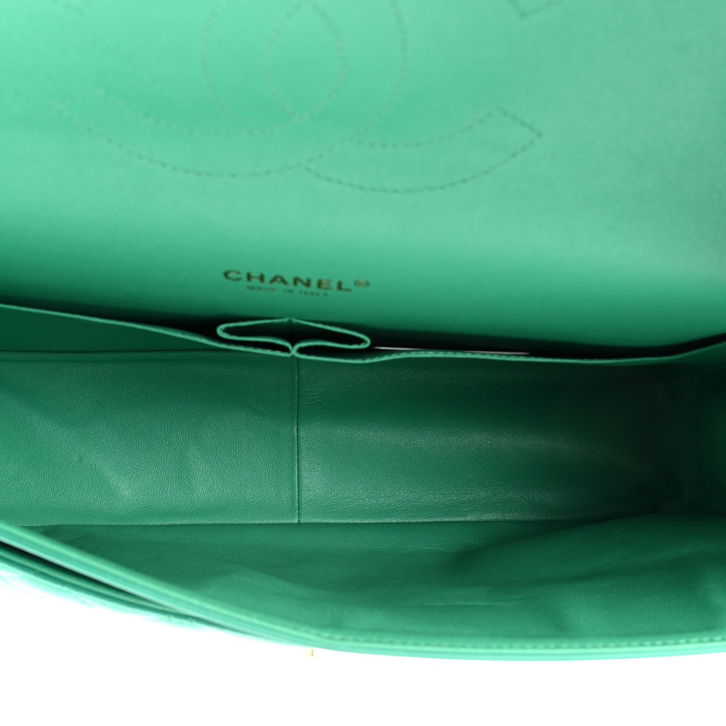 Lambskin Quilted Maxi Double Flap Green