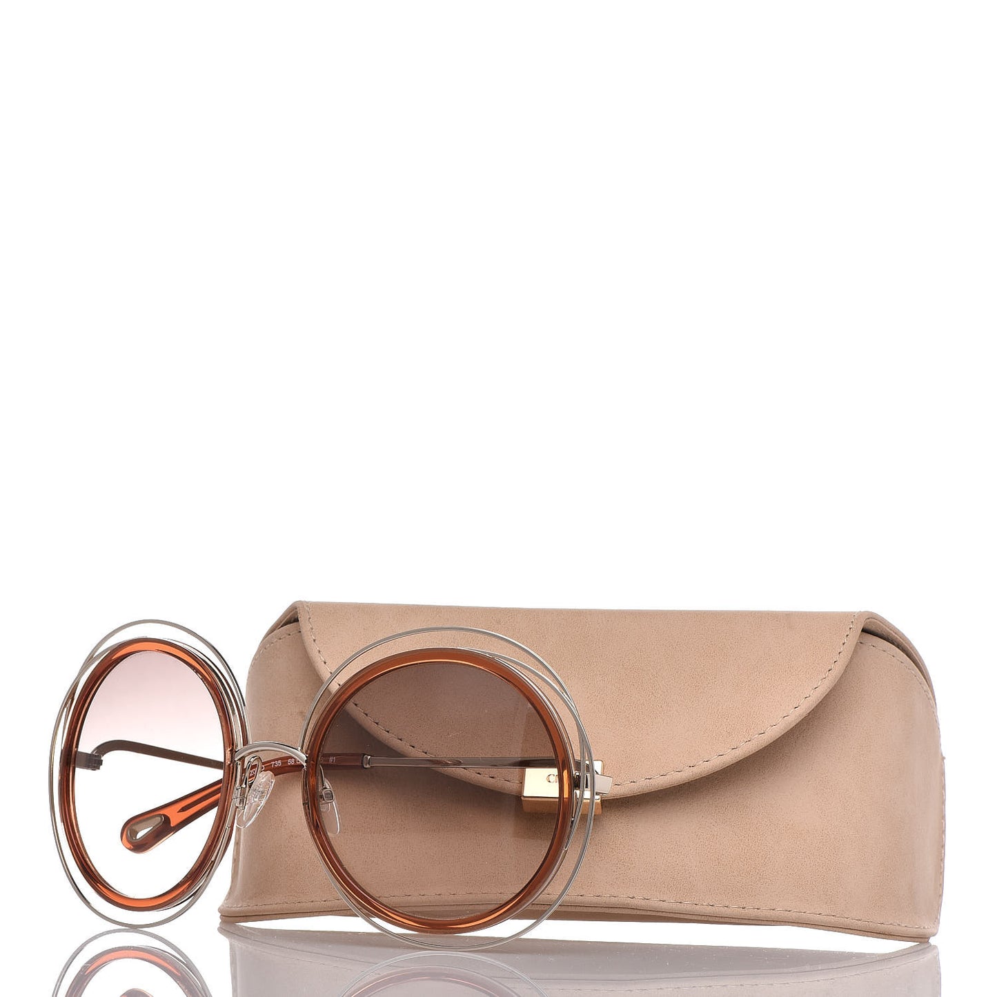 Oversized Round Carlina Sunglasses CE120S Gold Blonde Havana
