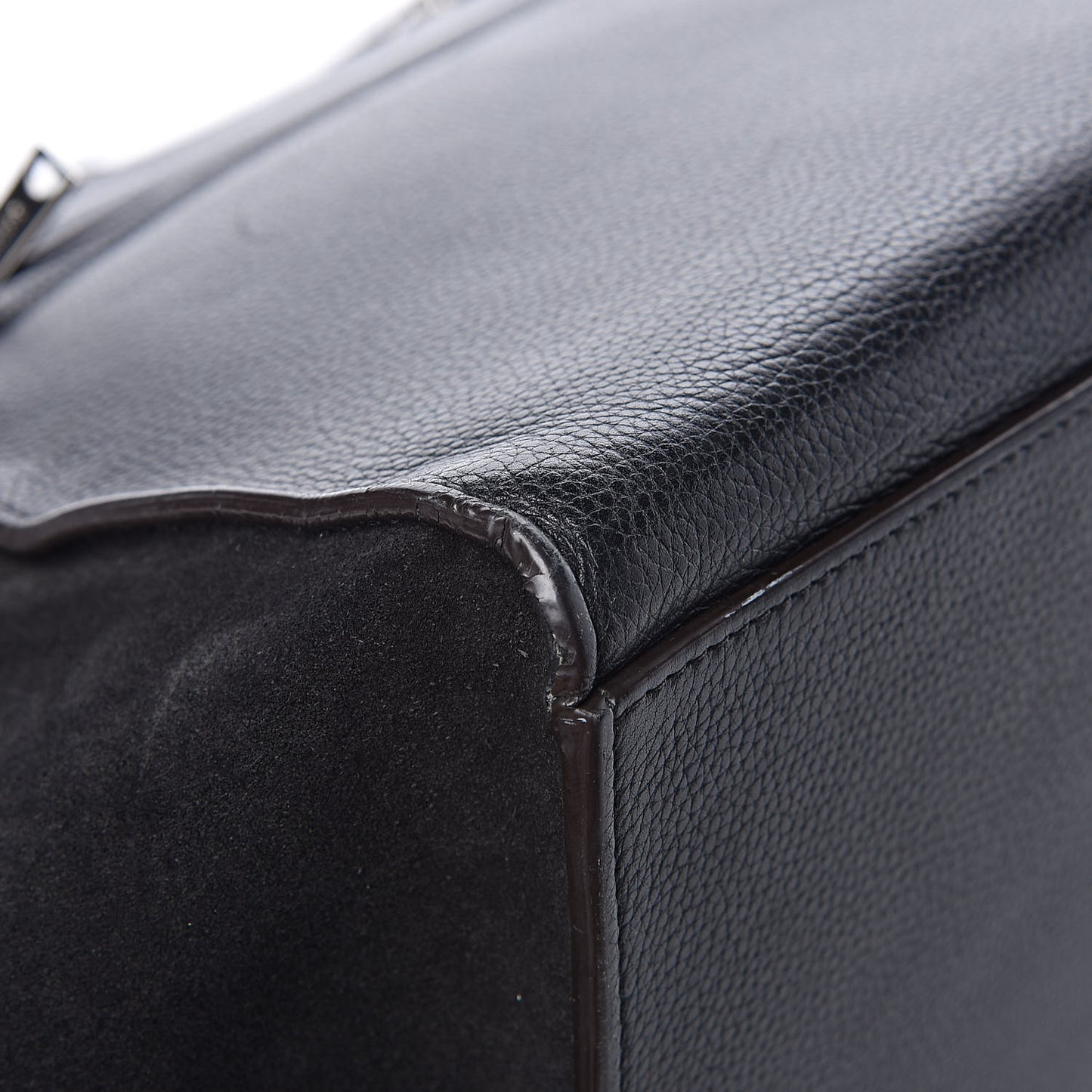 Drummed Calfskin Suede Medium Trapeze Black