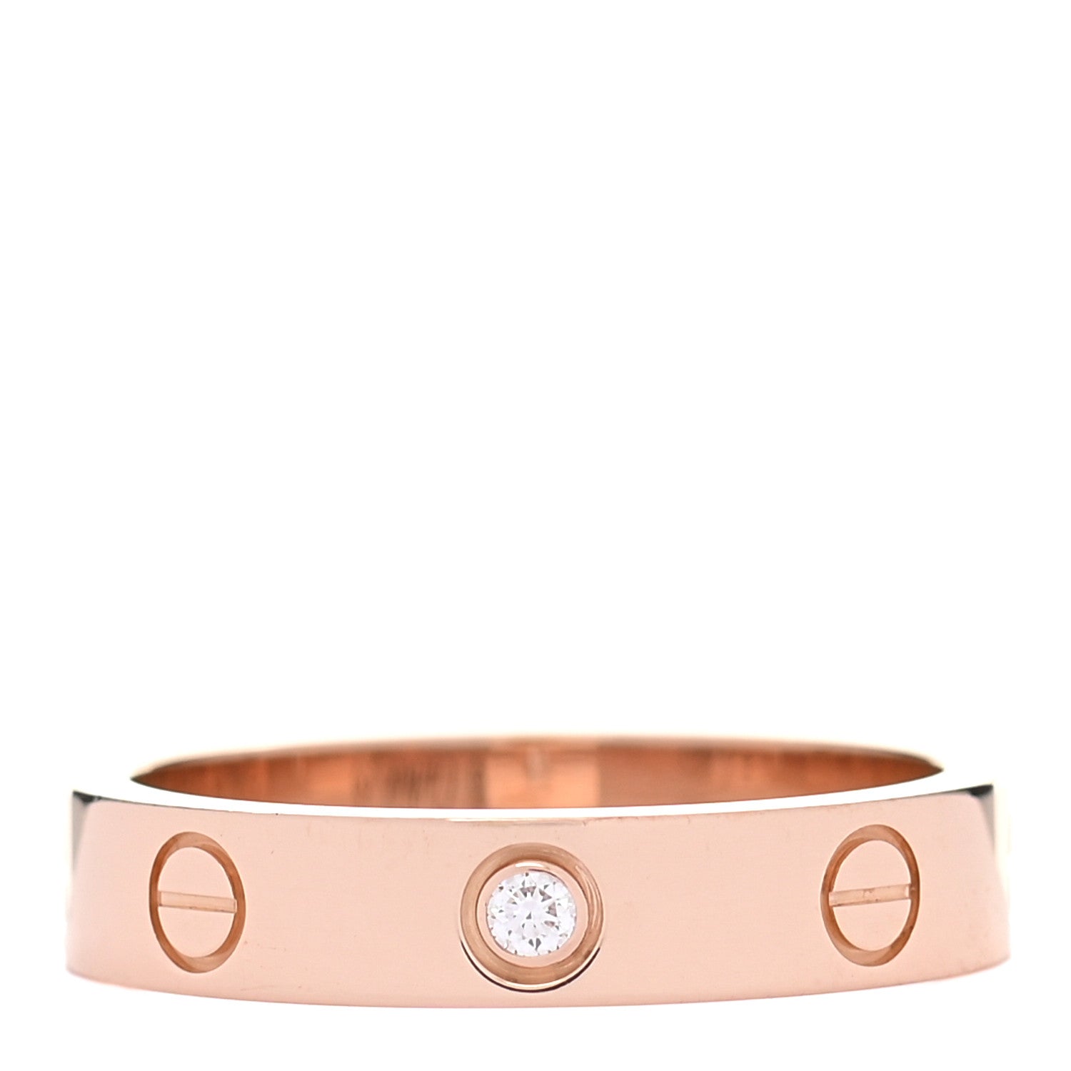 Cartier 18K Pink Gold Diamond 4mm LOVE Wedding Band Ring 53 6.25 1 of 4