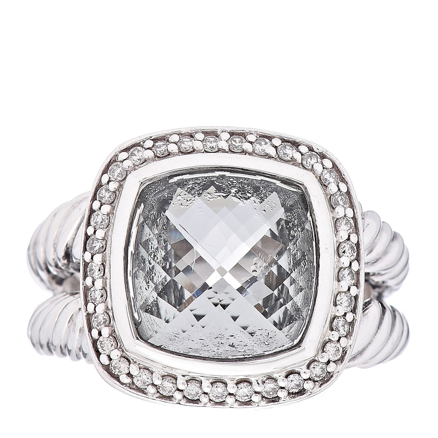 Sterling Silver Diamond Prasiolite 11mm Albion Ring 57 8