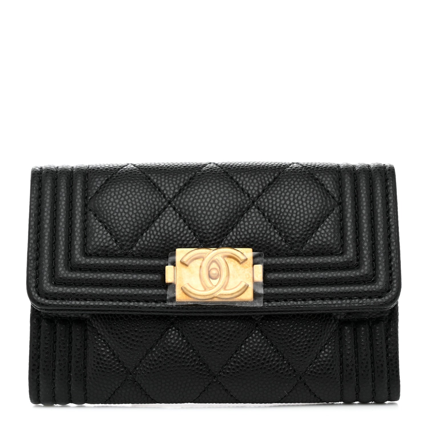 Chanel Caviar Quilted Boy Flap Card Holder Black 1 of 8