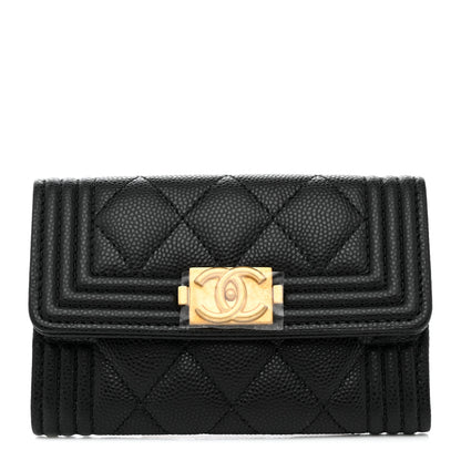 Chanel Caviar Quilted Boy Flap Card Holder Black 1 of 8
