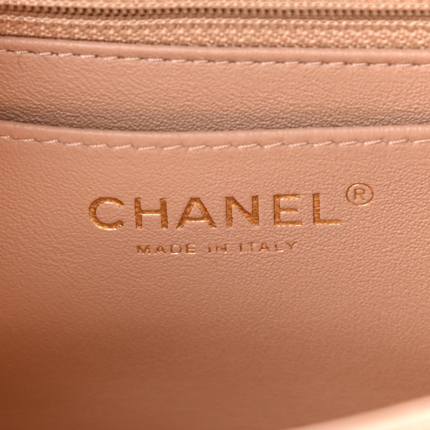 Lambskin Quilted Mini Square Flap Beige