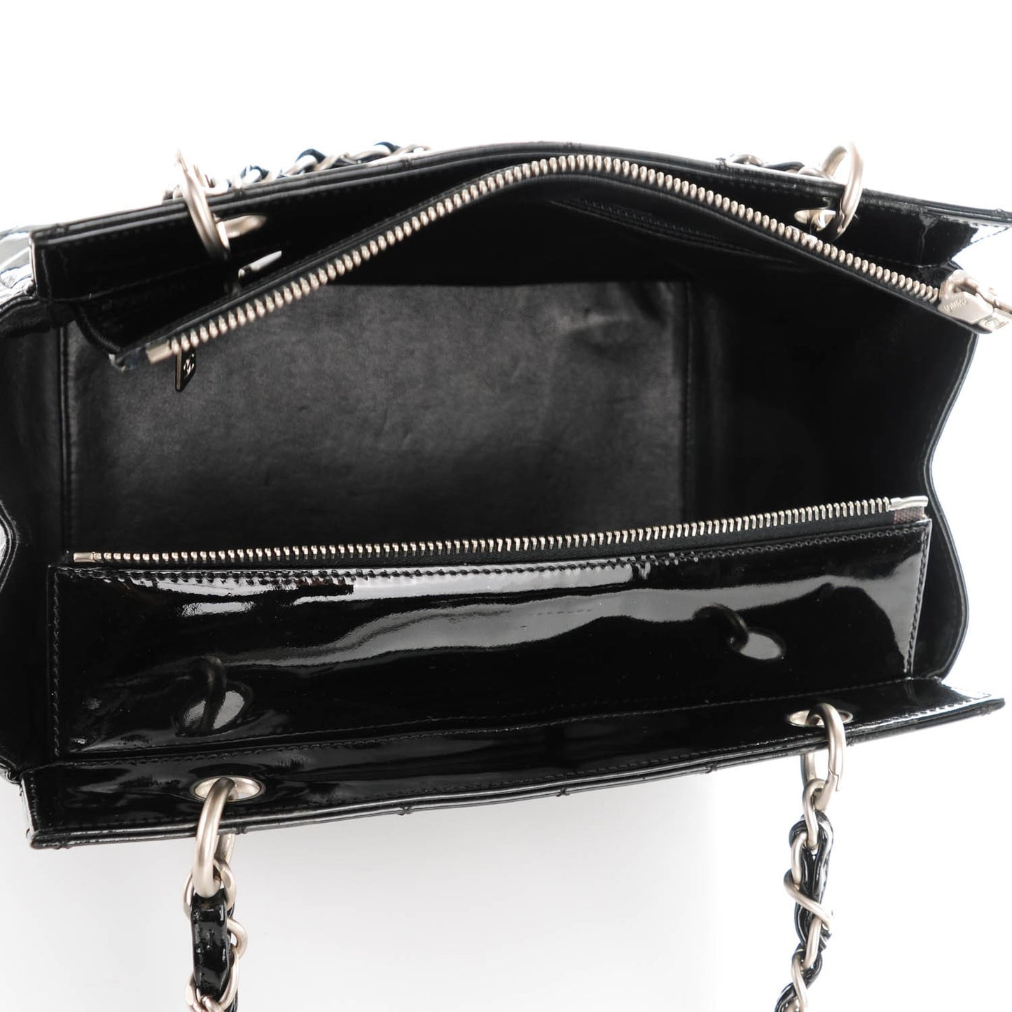 Patent Quilted Petit Timeless Tote PTT Black