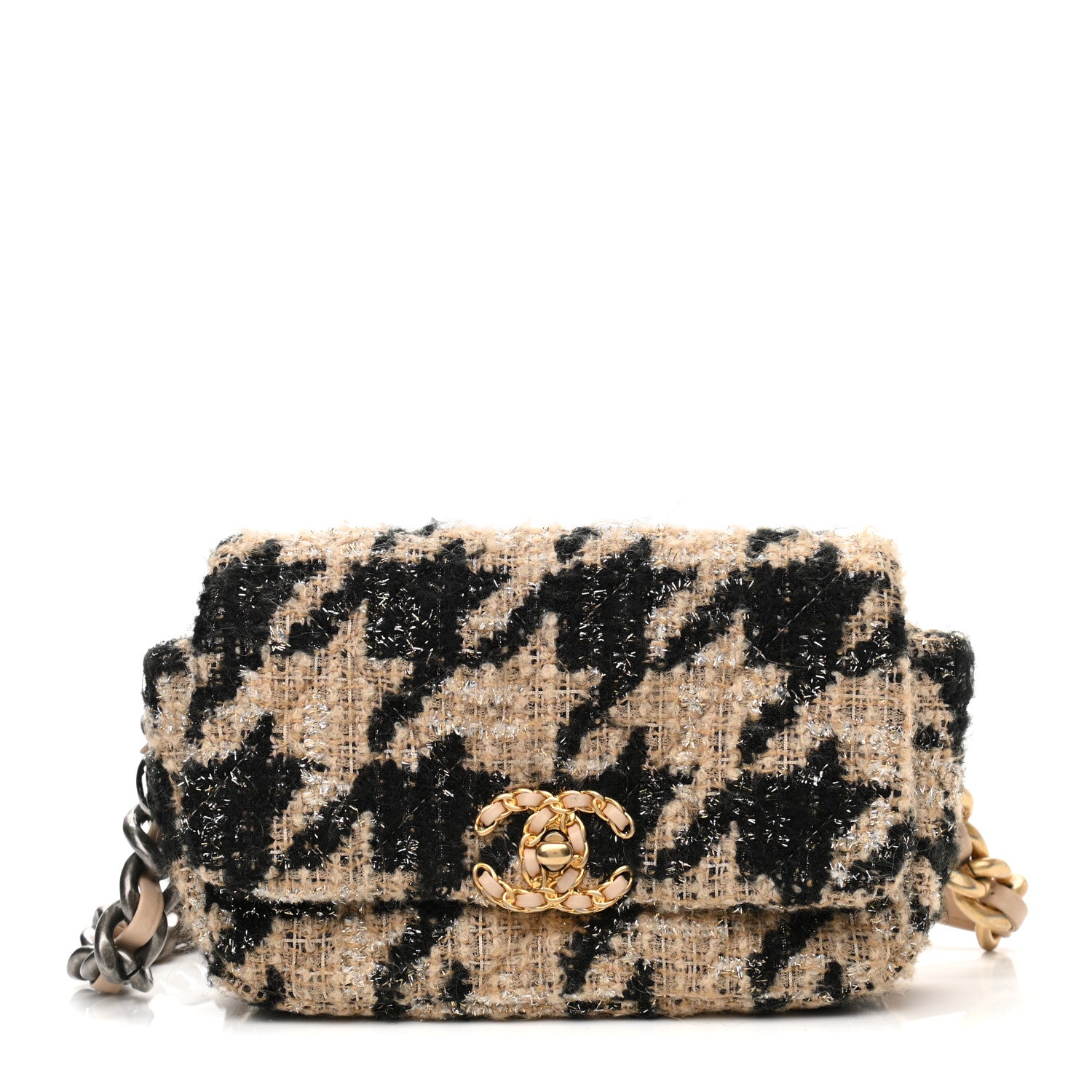 Chanel Tweed Quilted Chanel 19 Waist Bag Beige Black 1 of 9