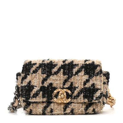 Chanel Tweed Quilted Chanel 19 Waist Bag Beige Black 1 of 9