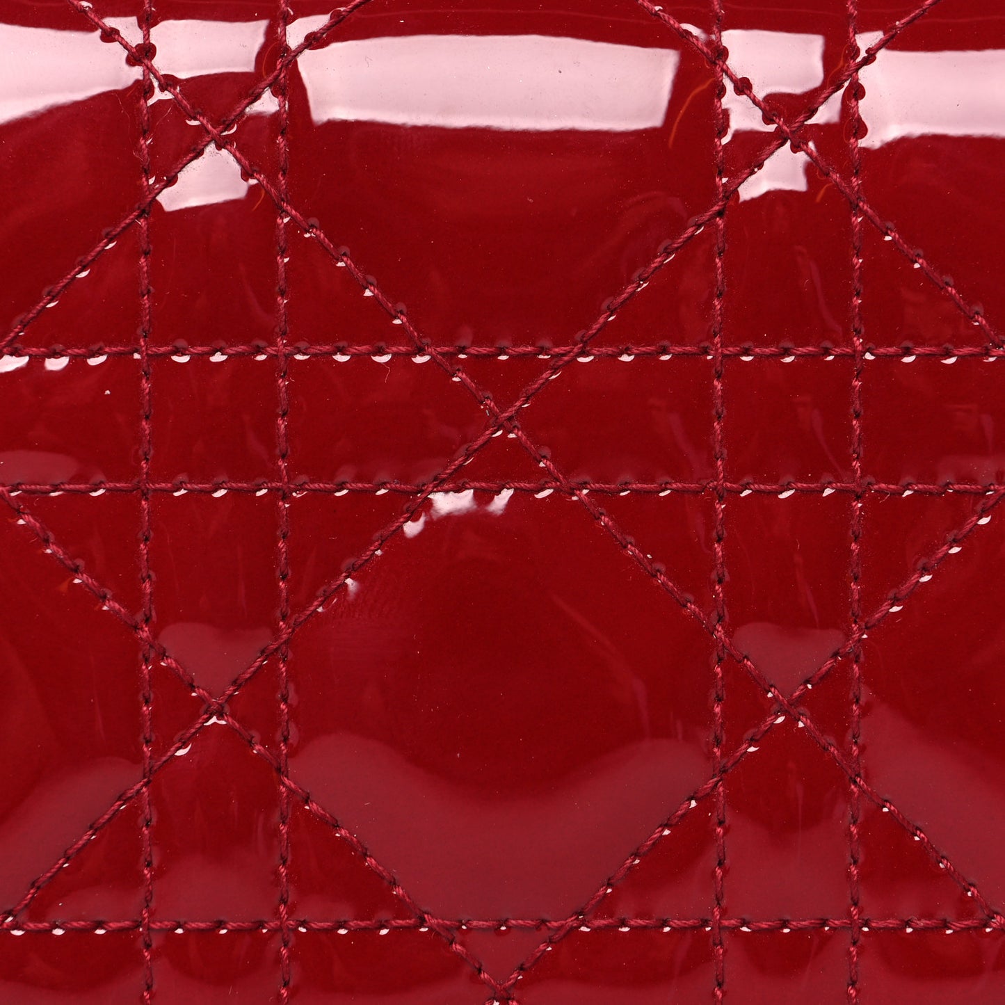 Patent Cannage Mini Lady Dior Wallet Cherry Red