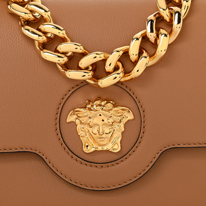Versace Grained Calfskin La Medusa Chain Clutch Bag Brown 7 of 10