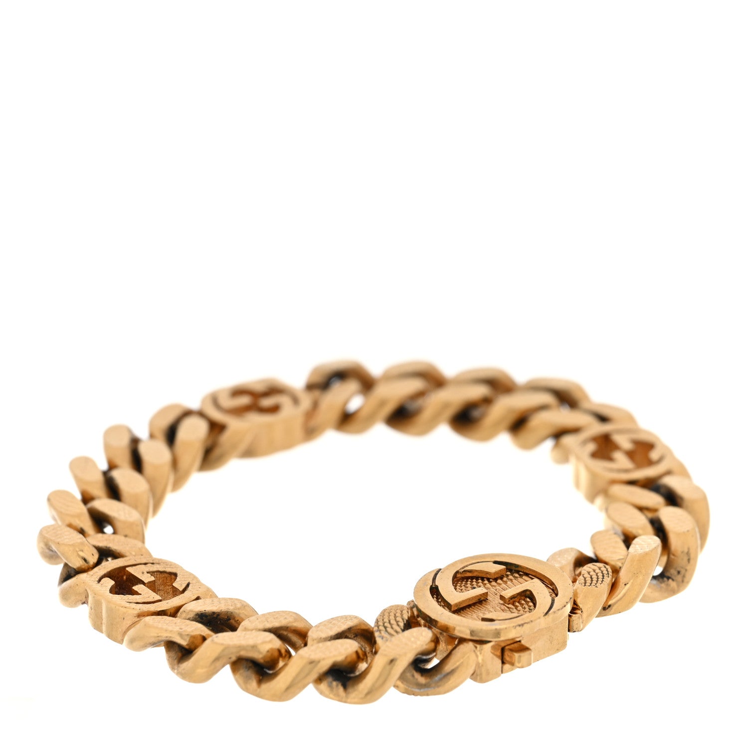 Gucci Metal Interlocking G Curb Chain Bracelet Gold 3 of 4