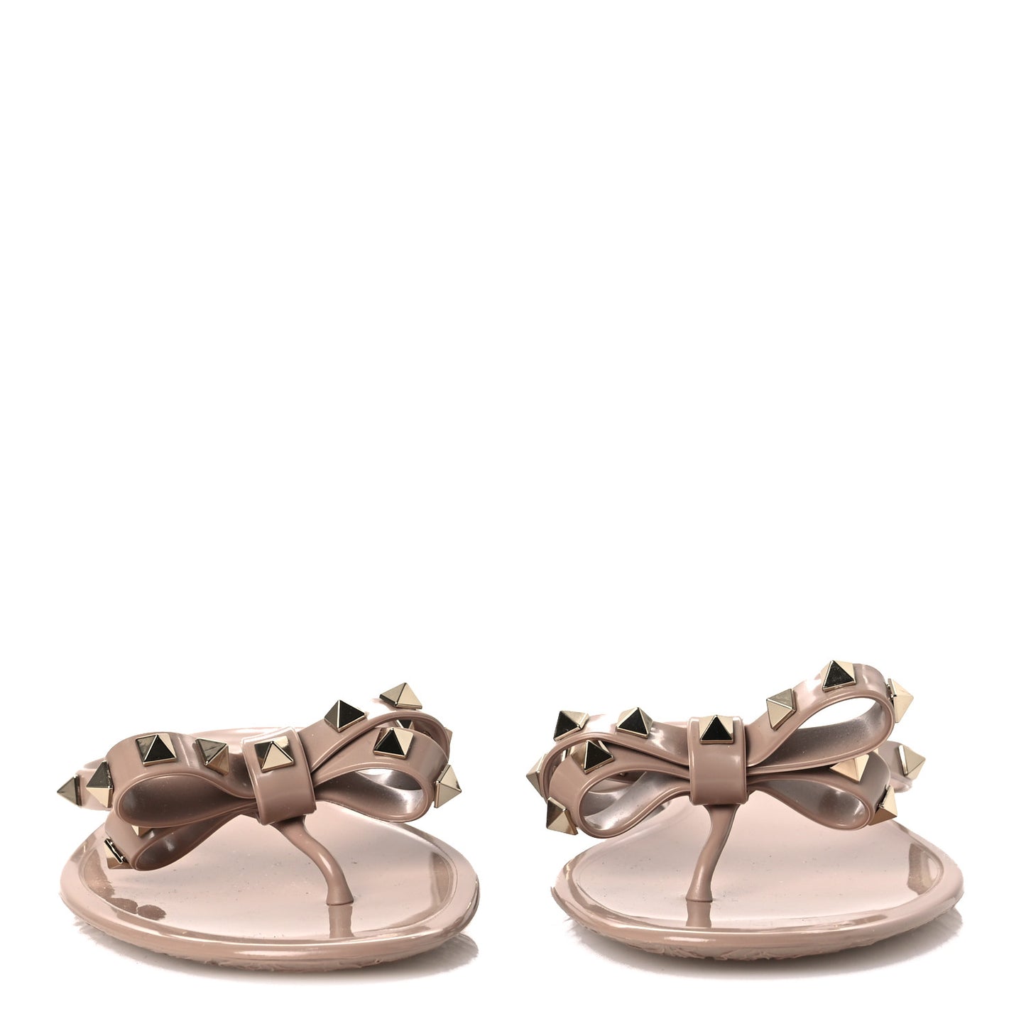PVC Jelly Rockstud Bow Thong Sandals 41 Poudre