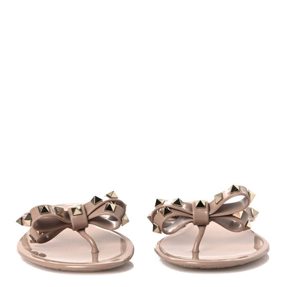 Valentino Garavani PVC Jelly Rockstud Bow Thong Sandals 41 Poudre 3 of 9