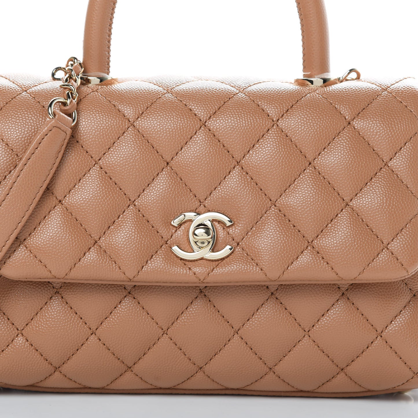 Caviar Quilted Mini Coco Handle Flap Brown