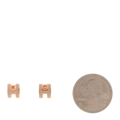 Hermes Rose Gold Lacquered Mini Pop H Earrings  Marron Glace 2 of 5