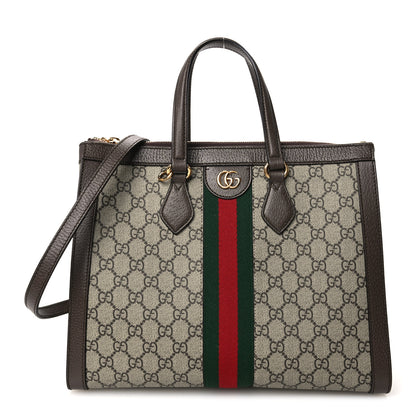 Gucci GG Supreme Monogram Web Medium Ophidia Tote Bag Brown 1 of 12