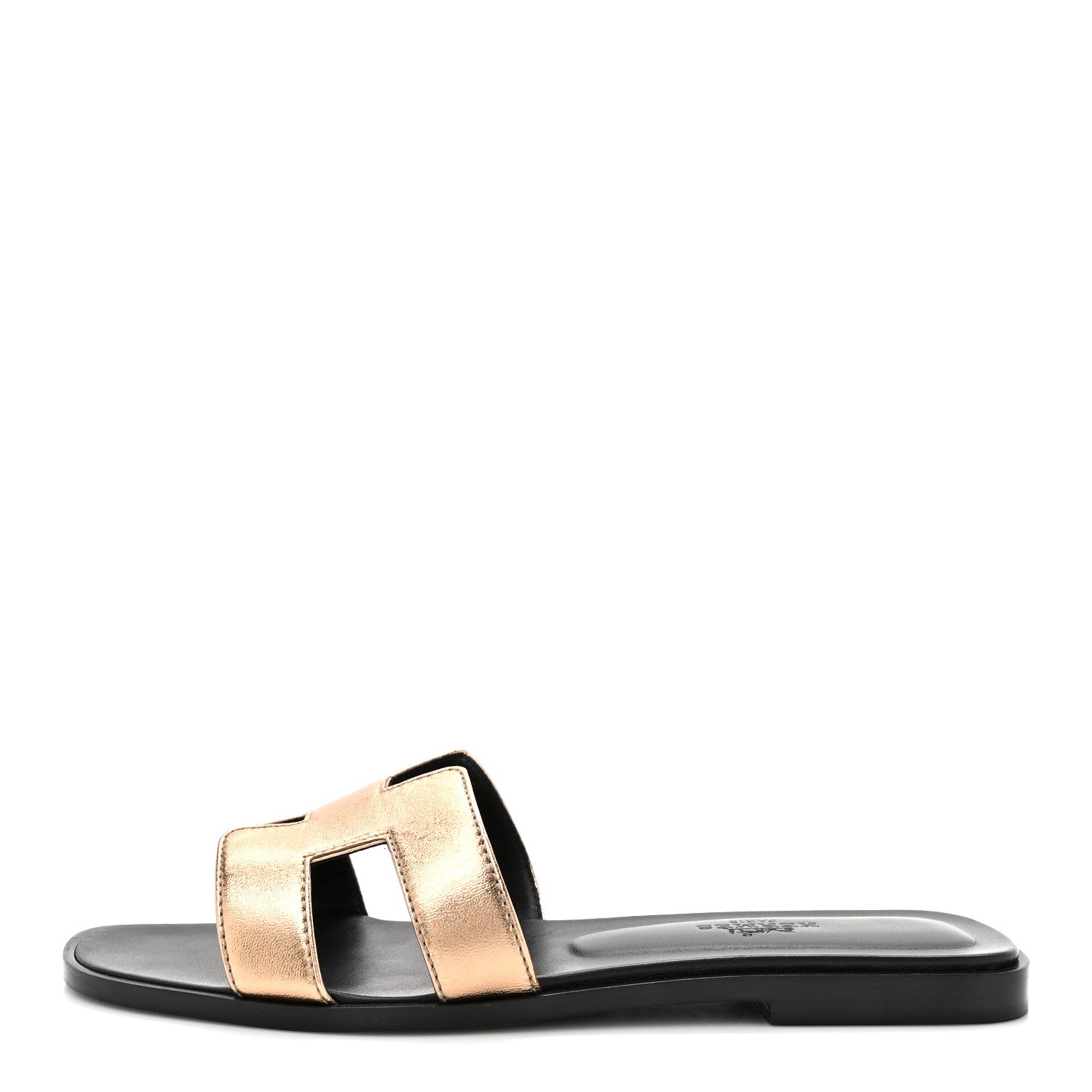 Hermes Metallic Nappa Oran Sandals 36 Champagne 1 of 9