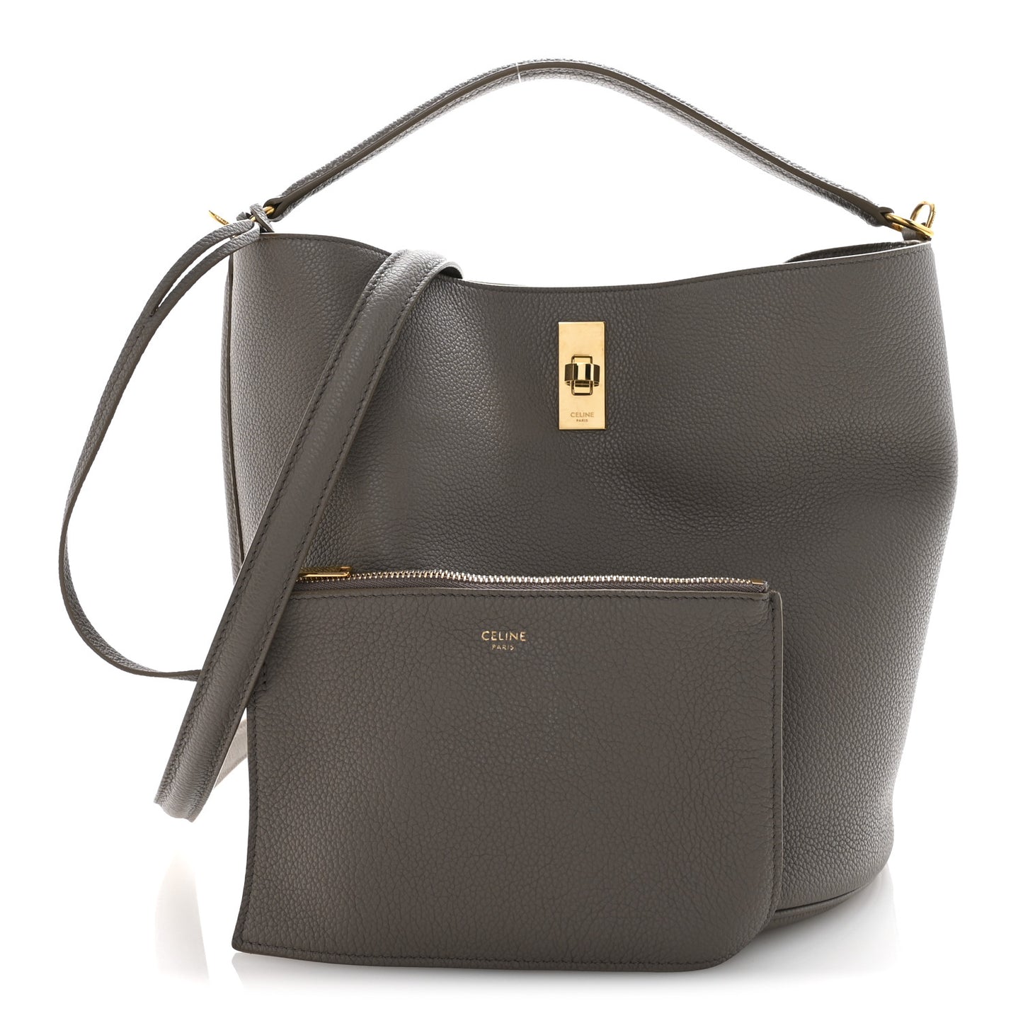 Supple Grained Calfskin Bucket 16 Bag Pebble