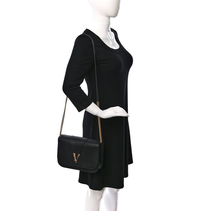 Versace Grainy Calfskin Virtus Chain Crossbody Black 2 of 8