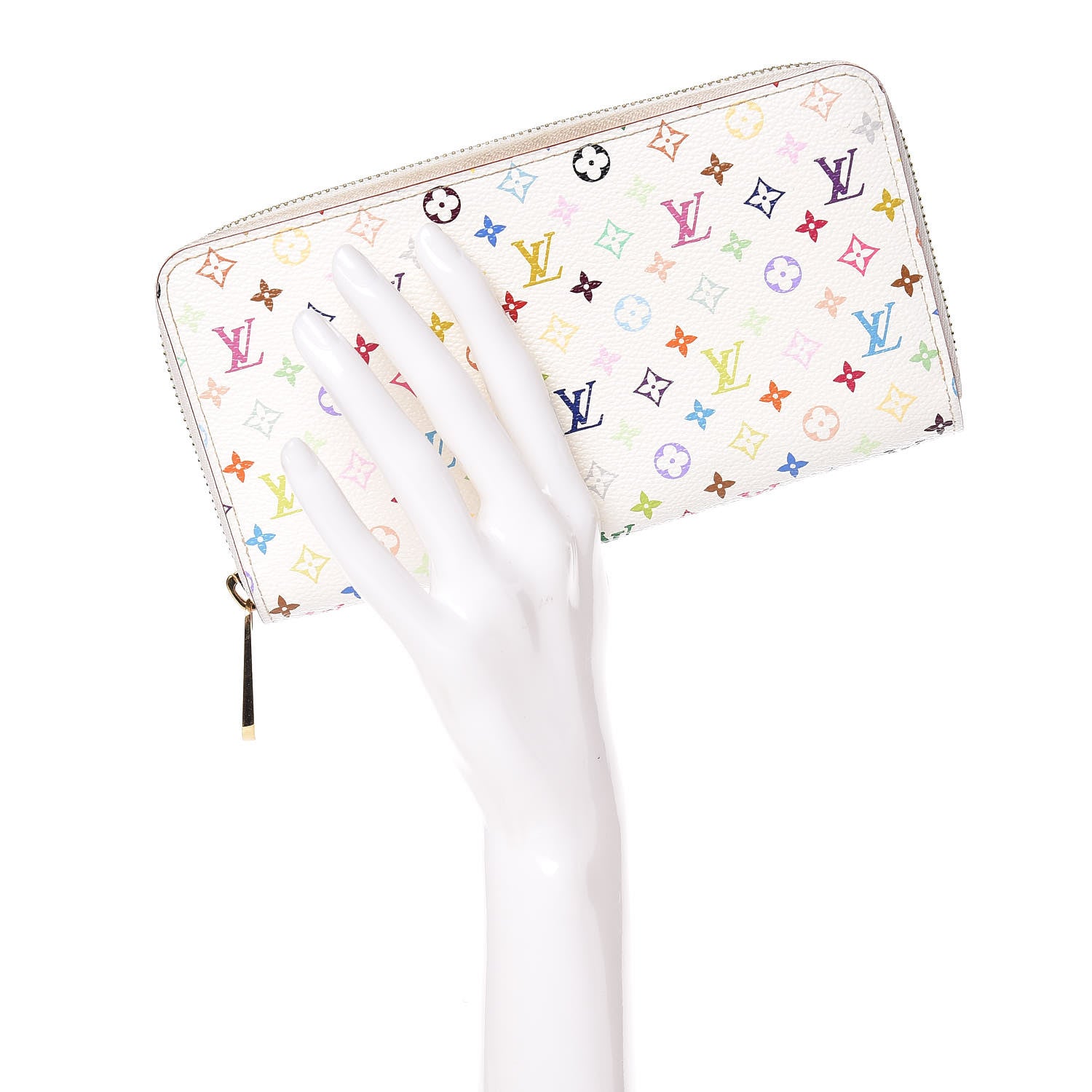 Louis Vuitton Monogram Multicolor Zippy Wallet White Orange 2 of 14