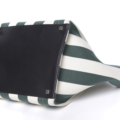 Celine Cotton Canvas Striped Medium Phantom Luggage White Green 12 of 12