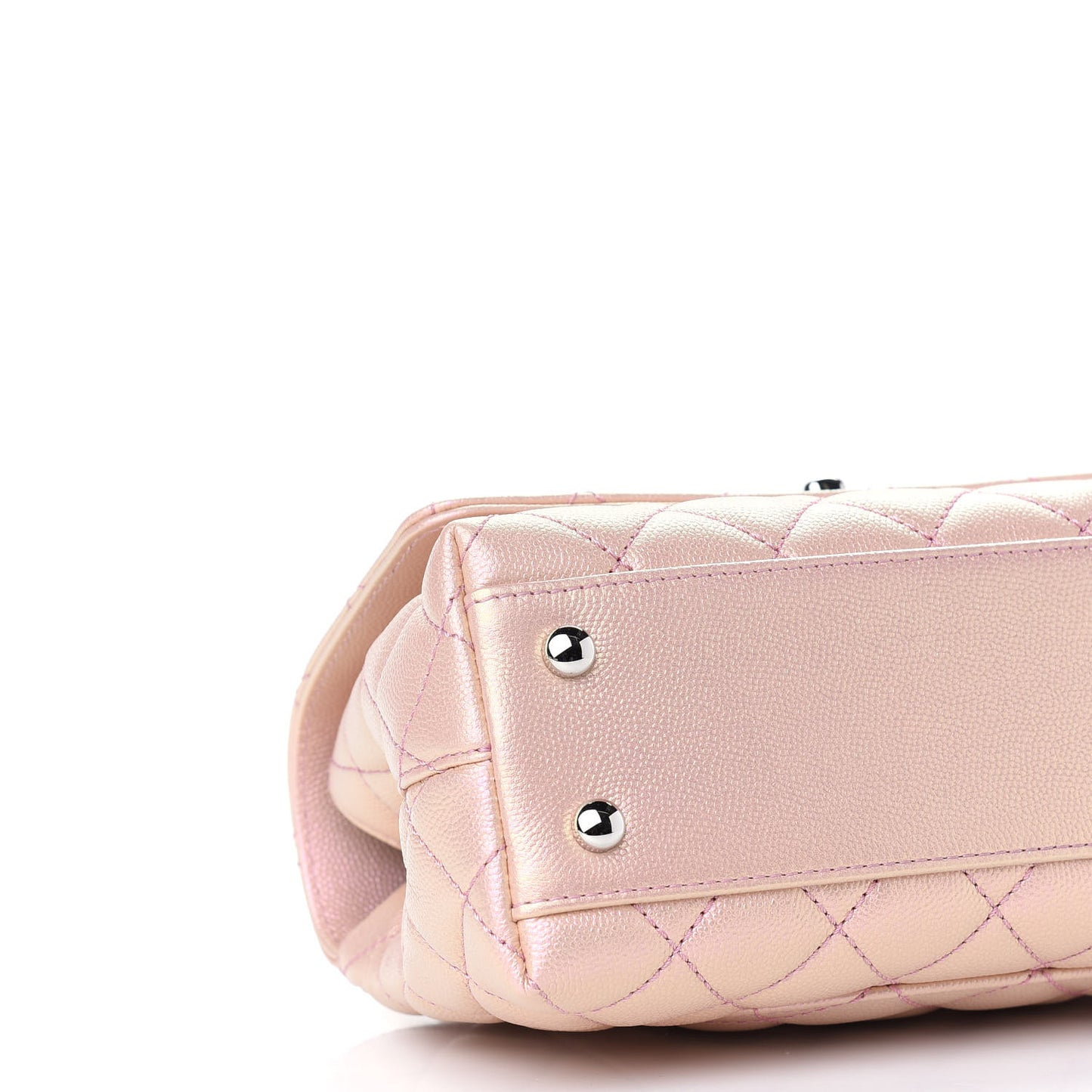 Iridescent Caviar Quilted Mini Coco Handle Flap Pink