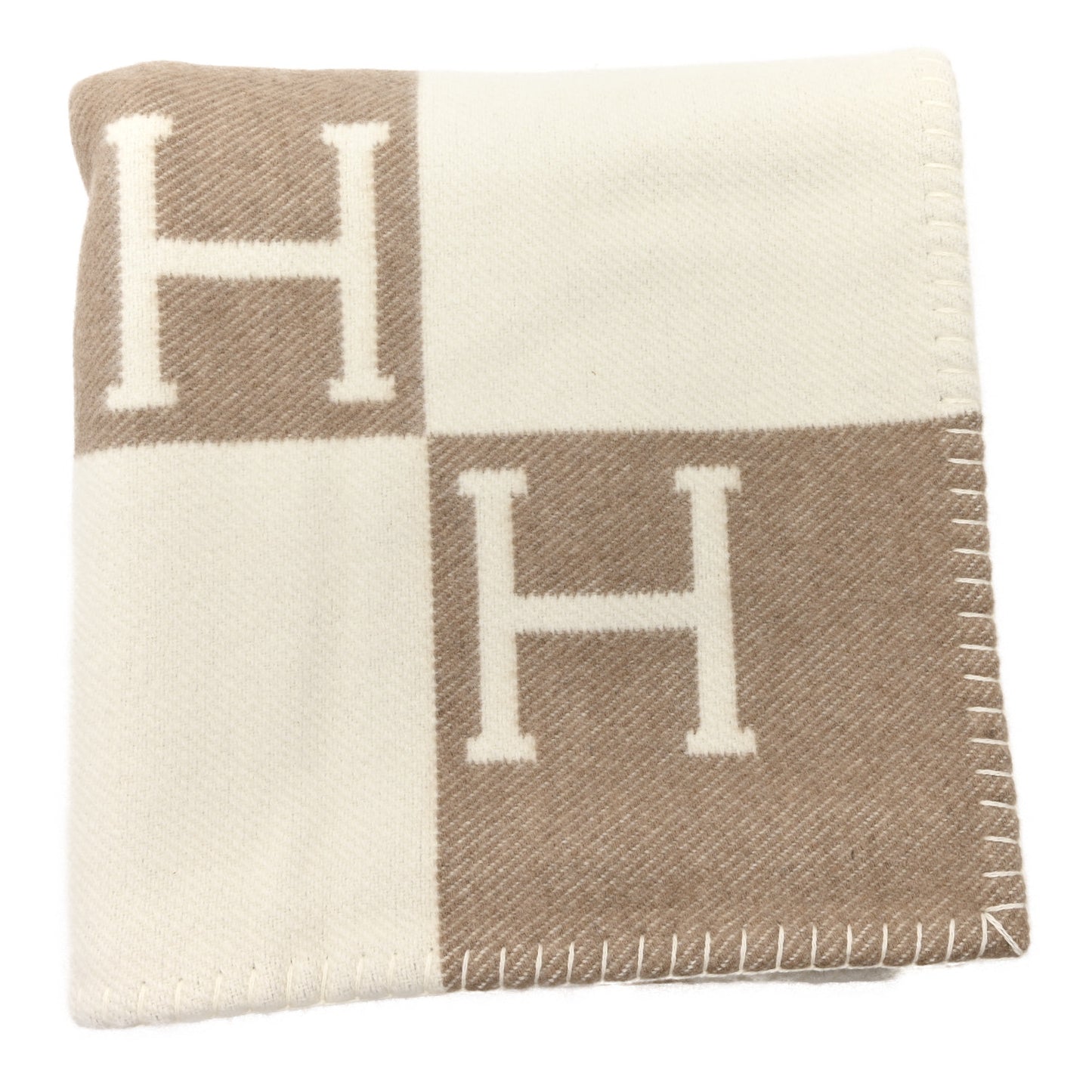 Wool Cashmere Avalon Baby Blanket Noisette Moyen White
