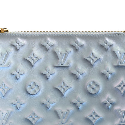 Louis Vuitton Metallic Lambskin Embossed Monogram Coussin BB Blue 7 of 9