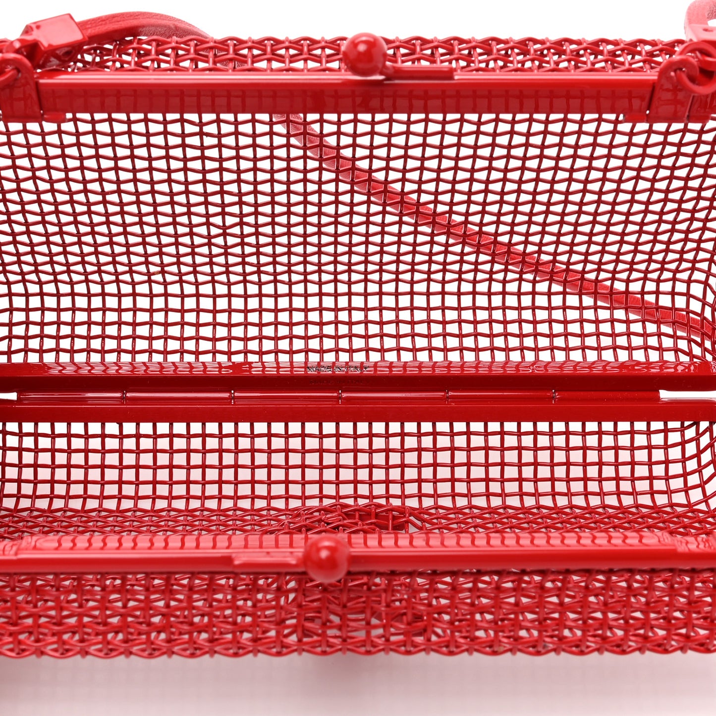 Brass Lambskin Monogram Cassandre Cage Bag Rouge Flamme