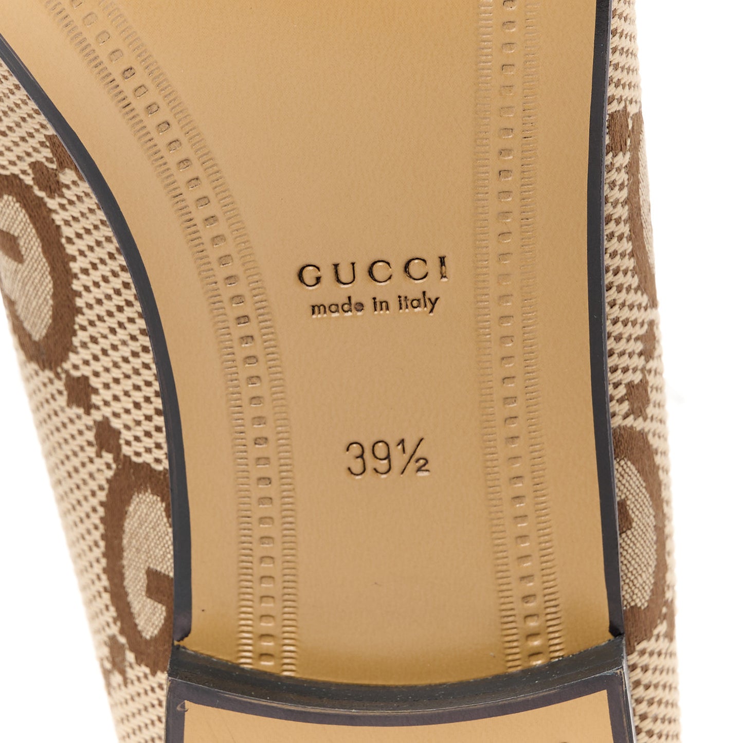 Monogram Jumbo GG Malaga Kid Horsebit Womens Jordaan Loafers 39.5 Camel Ebony New Acero Beige