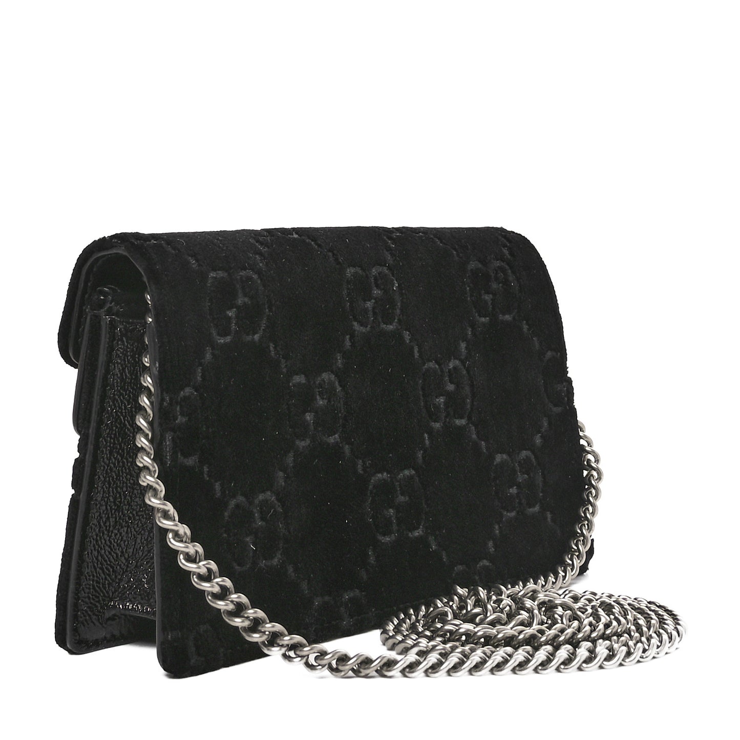 Velvet GG Monogram Super Mini Dionysus Shoulder Bag Black