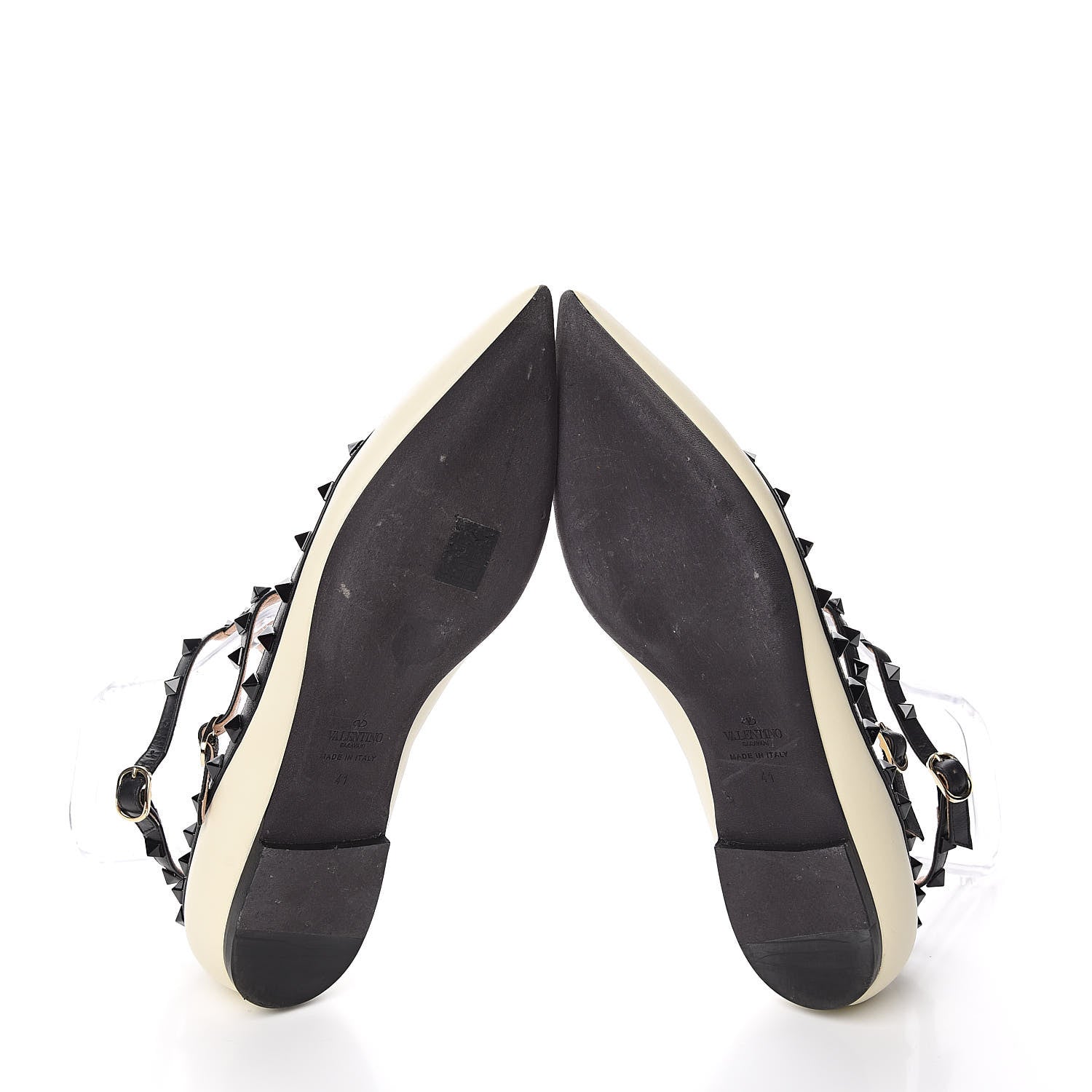 Valentino Garavani Nappa Rockstud Cage Ballerina Flats 41 Ivory Black 5 of 8