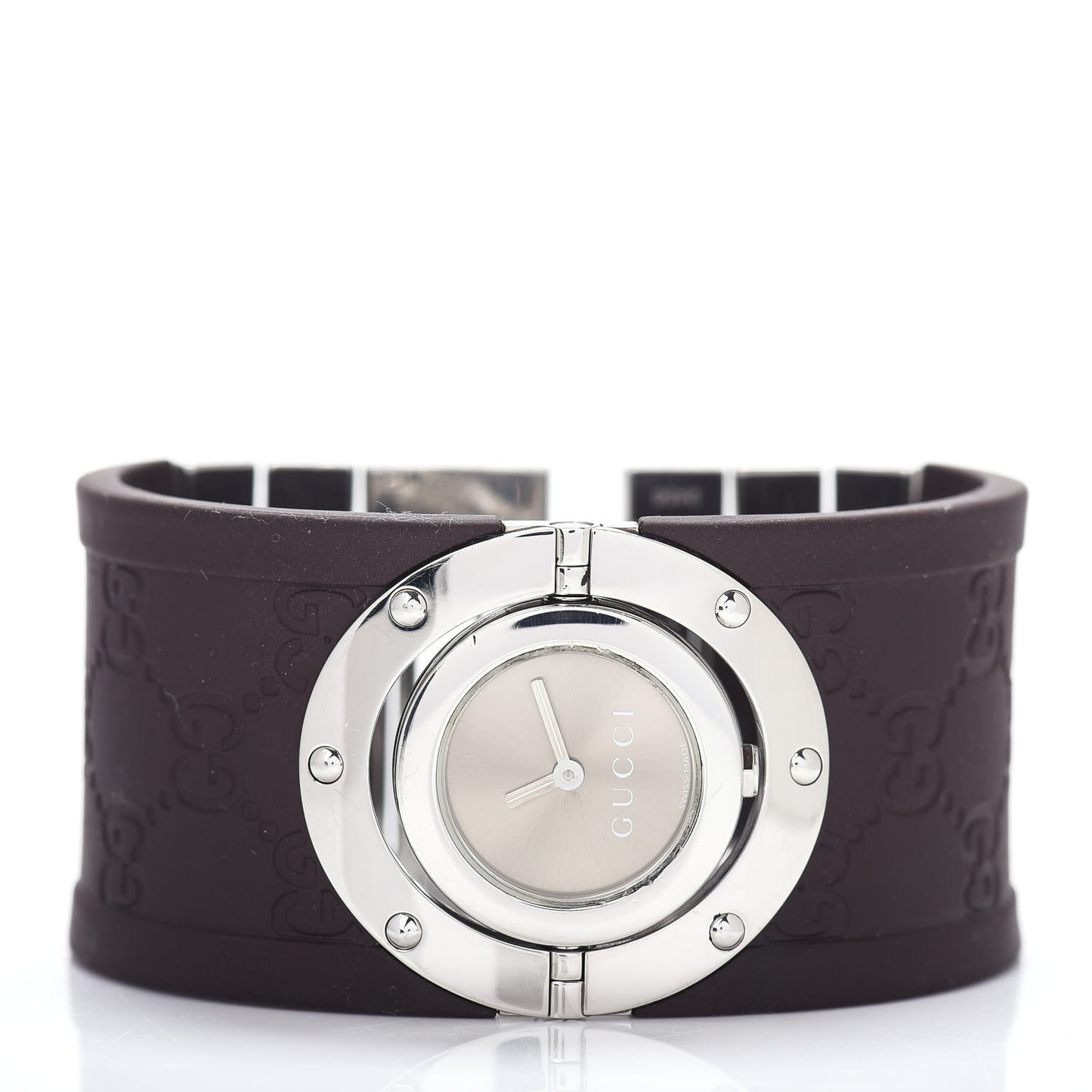 Stainless Steel Rubber 33mm Twirl Quartz Watch Brown