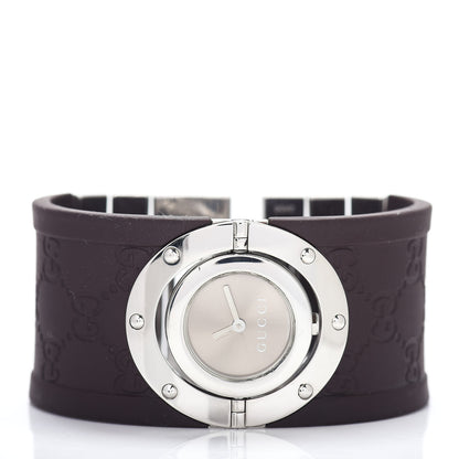 Gucci Stainless Steel Rubber 33mm Twirl Quartz Watch Brown 2 of 5