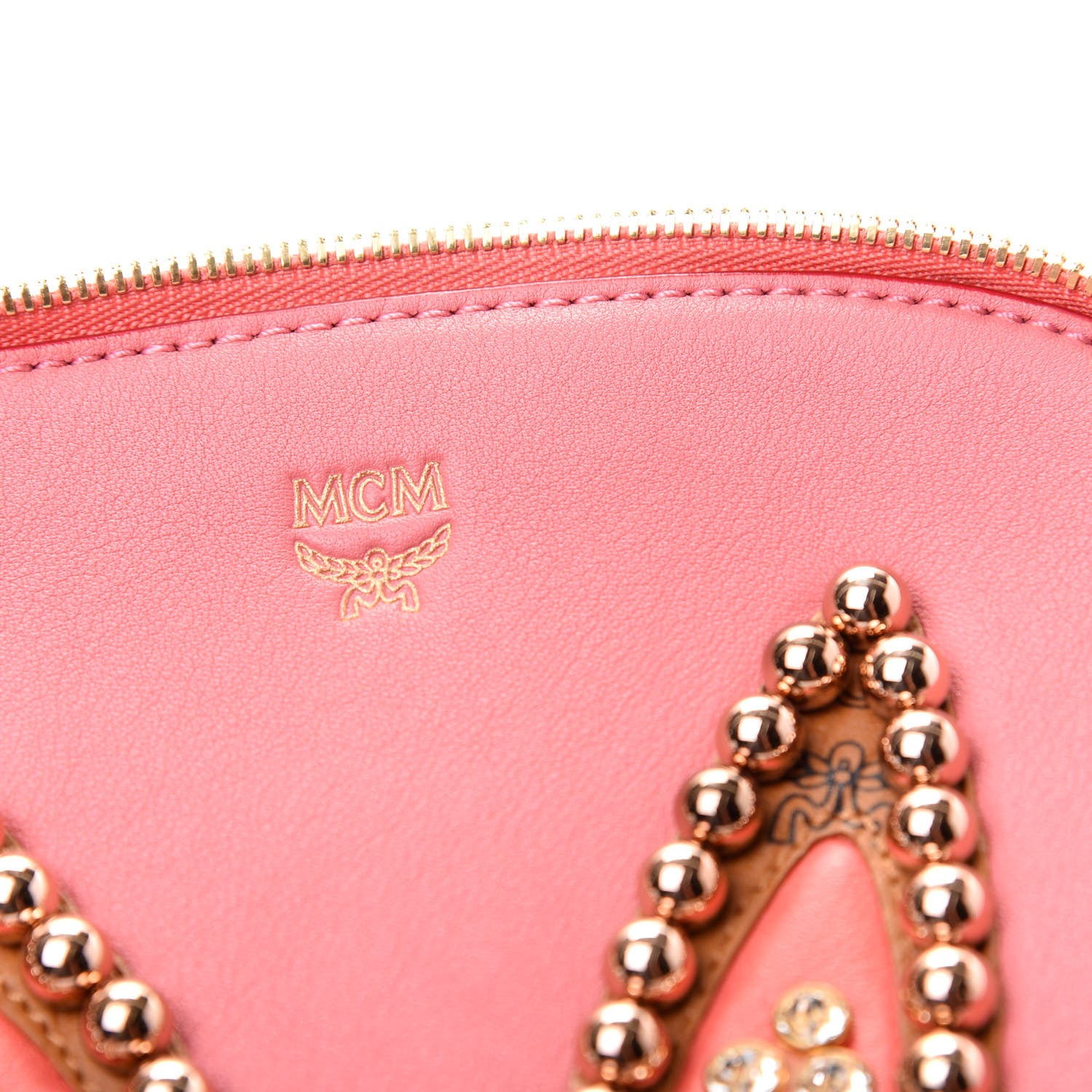 MCM Calfskin Bunny Polke Mini Backpack Pink 8 of 9