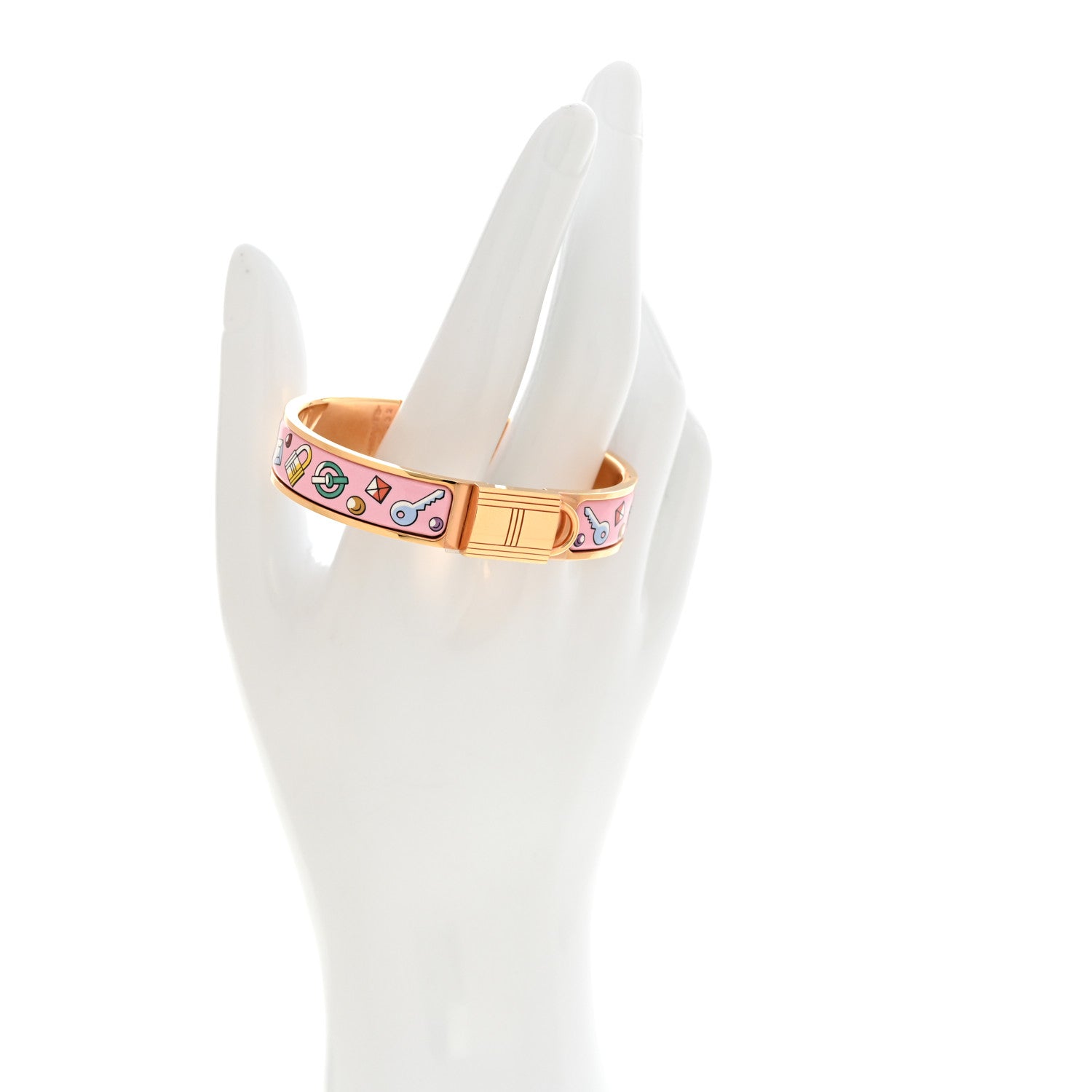 Hermes Enamel Narrow Clic Cadenas Locky Me Bracelet PM Ultra Pink 2 of 5