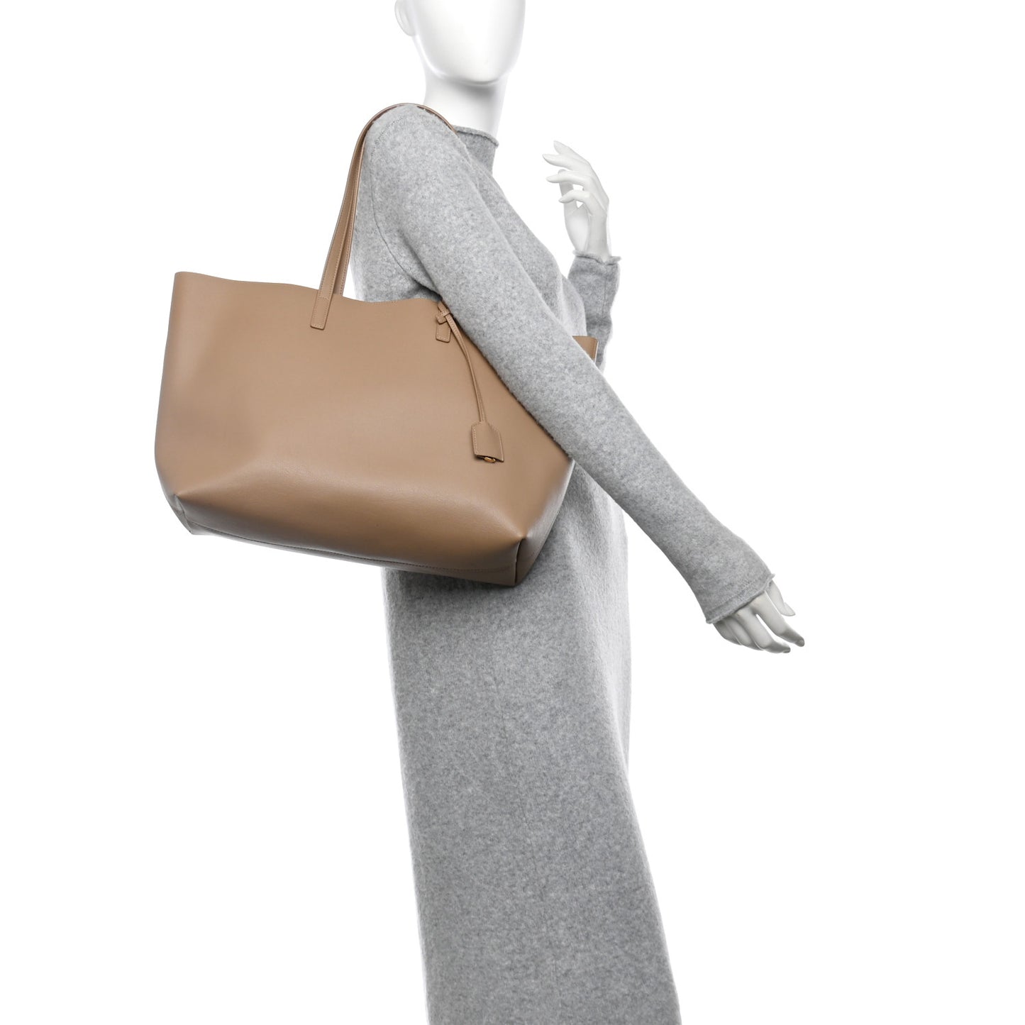 Calfskin Large Shopping Tote Dark Beige