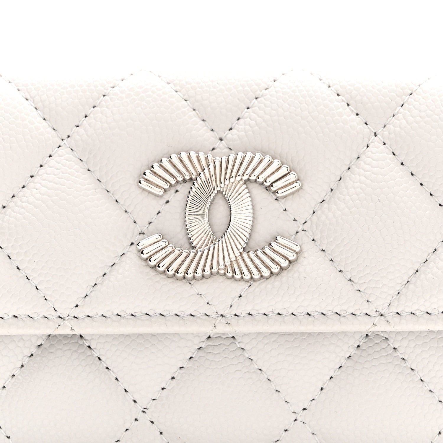 Chanel Caviar Quilted CC Flap Card Holder Light Grey 9 of 10