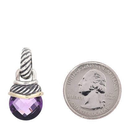David Yurman Sterling Silver 14K Yellow Gold Amethyst 10mm Acorn Pendant 2 of 3