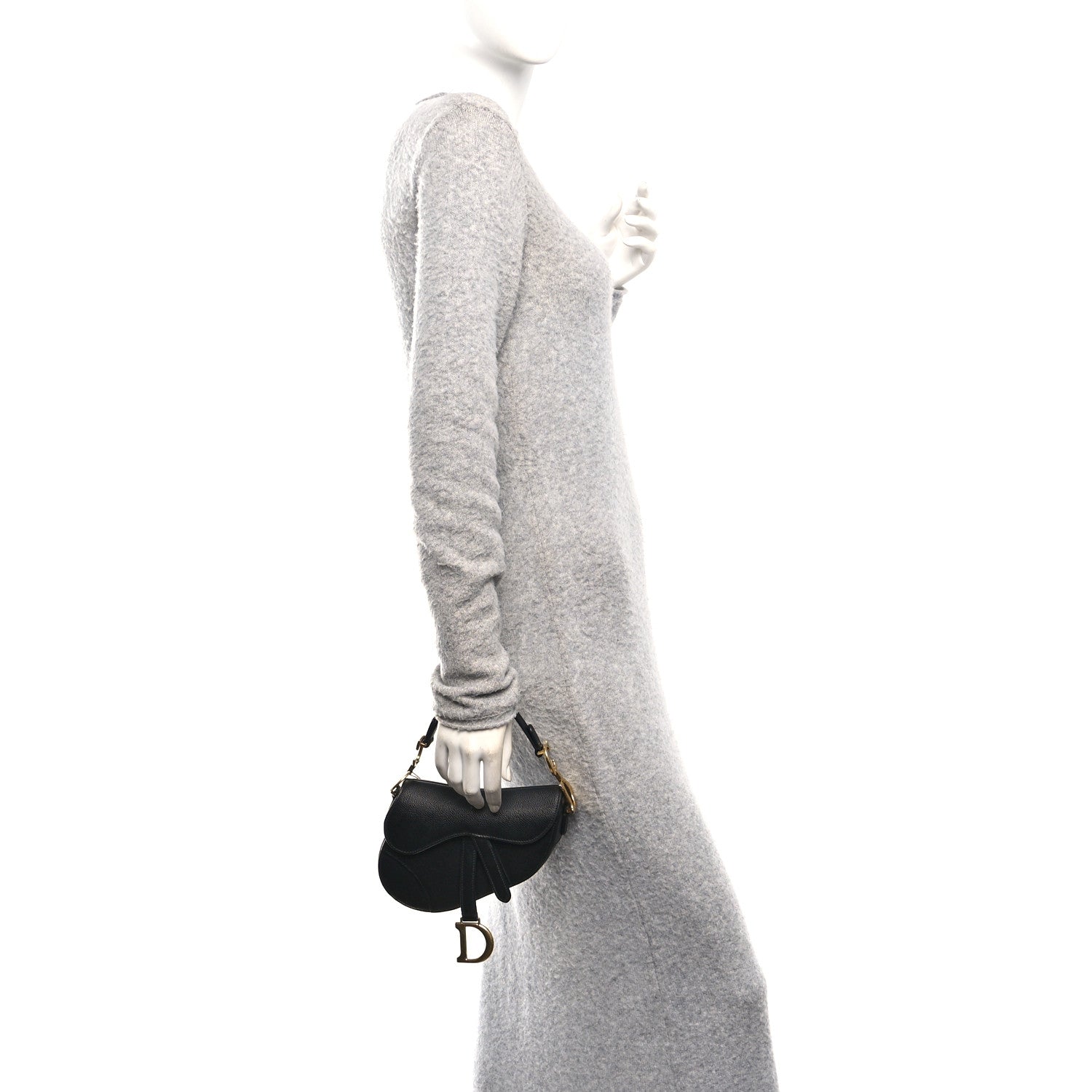 Christian Dior Grained Calfskin Mini Saddle Bag Black 2 of 11