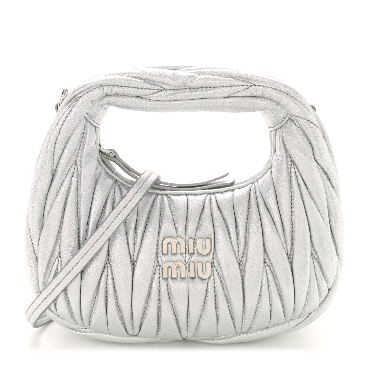 Metallic Nappa Matelasse Mini Wander Hobo Silver