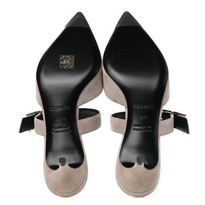 Hermes Suede Goatskin Blink Mules 36.5 Beige Rose 5 of 9