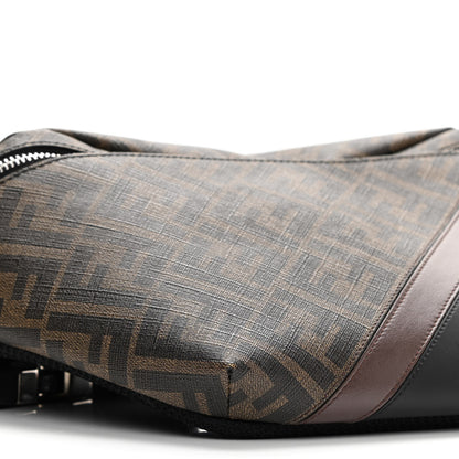 Fendi Glazed Fabric Vitello Liberty FF 1974 Diagonal Belt Bag Tobacco Moresco Black 9 of 10