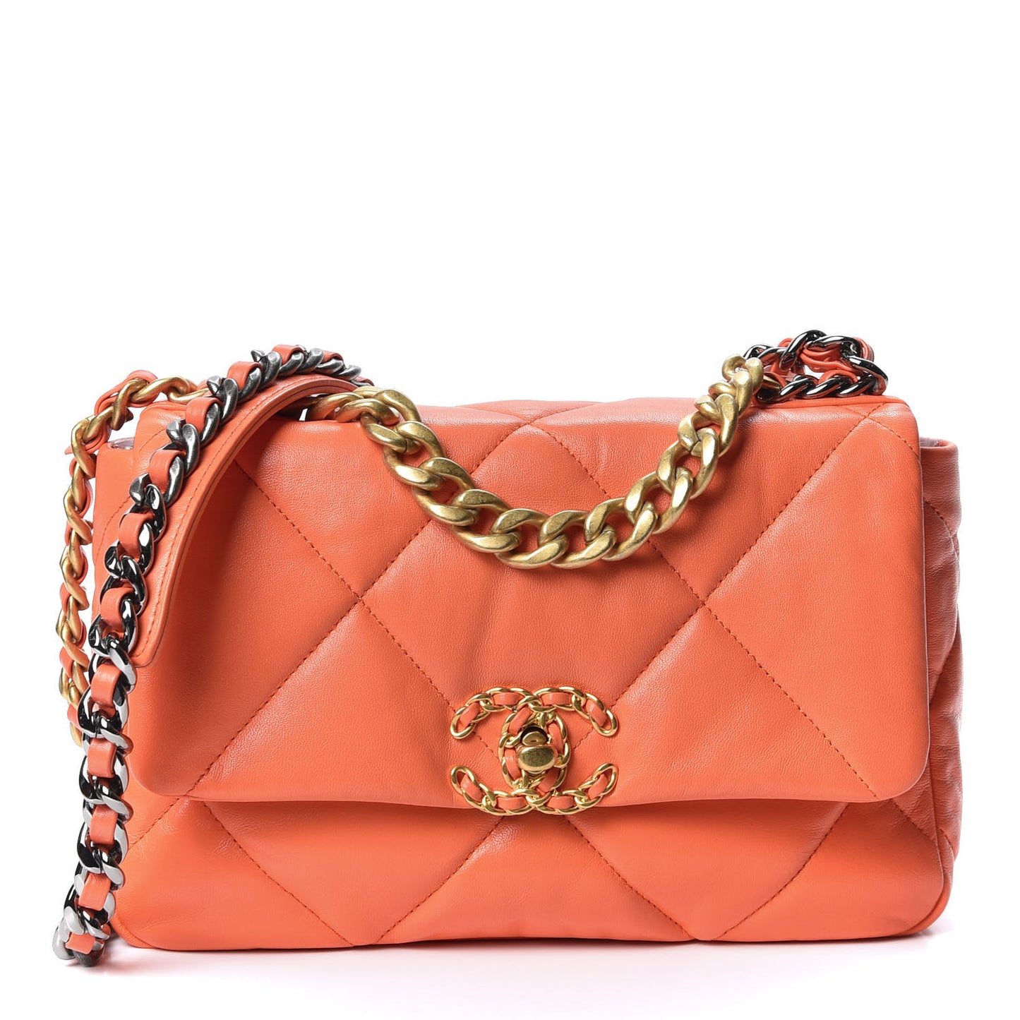 Goatskin Quilted Medium 19 Flap Orange