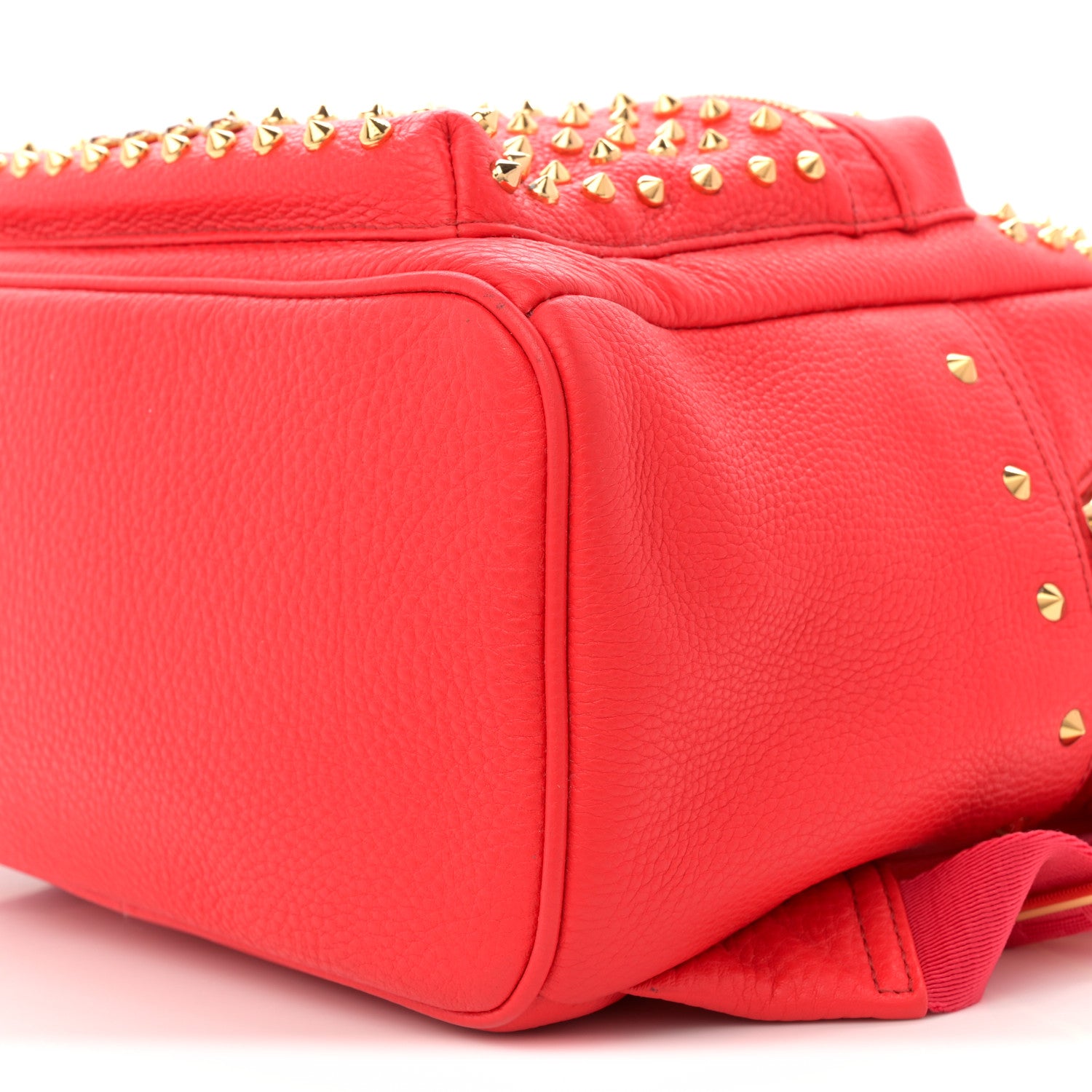 MCM Grainy Lambskin Crystal Studded Small Stark Backpack Red 9 of 10