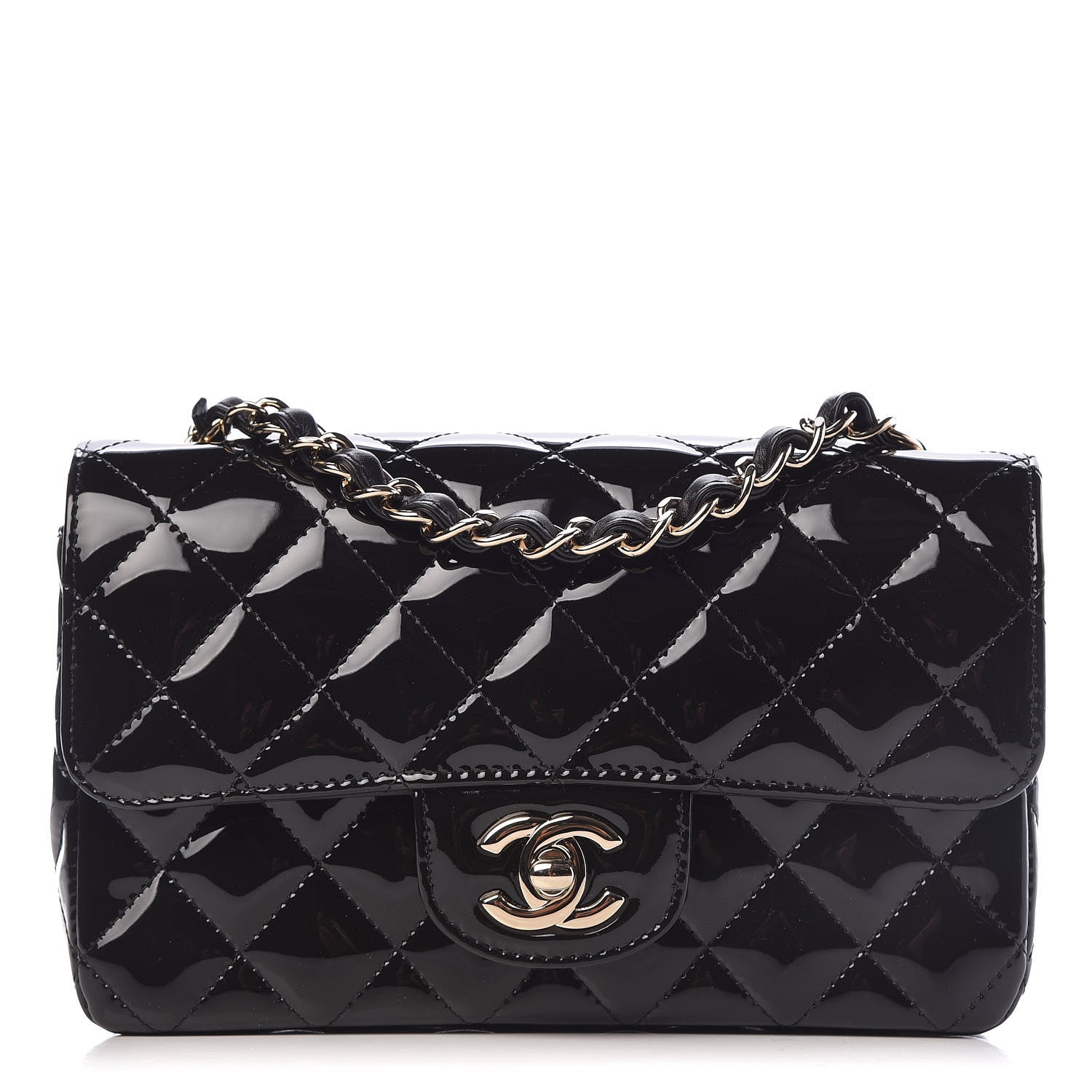 Chanel Patent Calfskin Quilted Mini Rectangular Flap Black 1 of 11